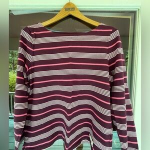 Talbots Women’s Burgundy and White Striped Blouse, Sz. L